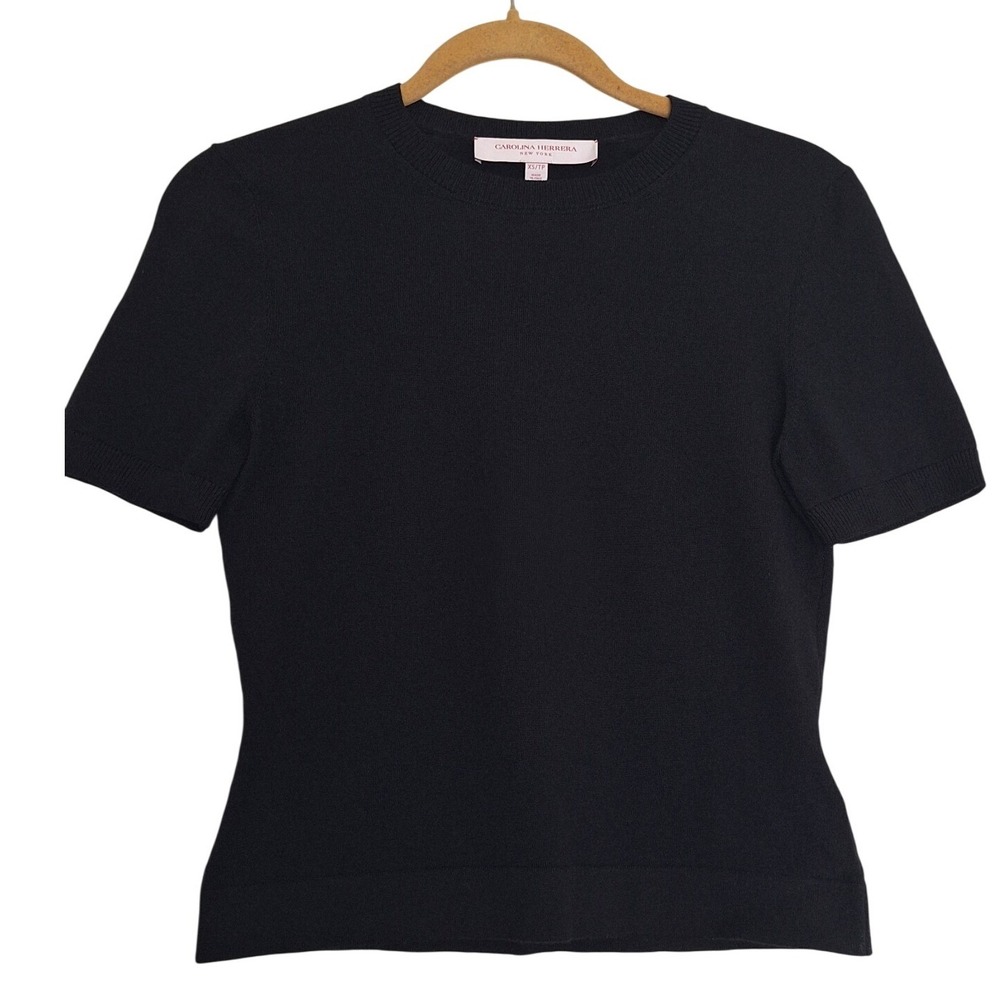 Carolina Herrera  Black Basic Short Sleeve T Shirt wool size‎ XS